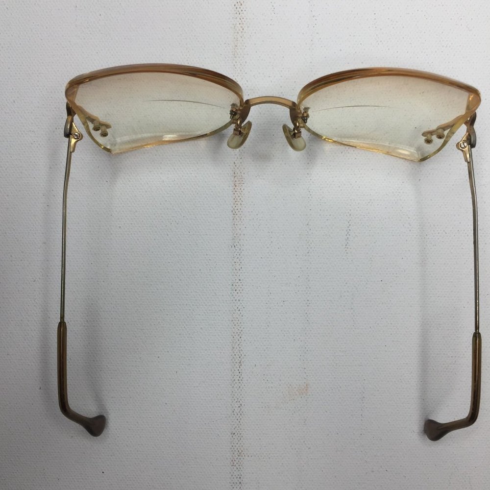 Vintage Nikon Womens Bifocal Reading Glasses NK Yellow Brown Case Cleaning Cloth - Picture 8 of 14